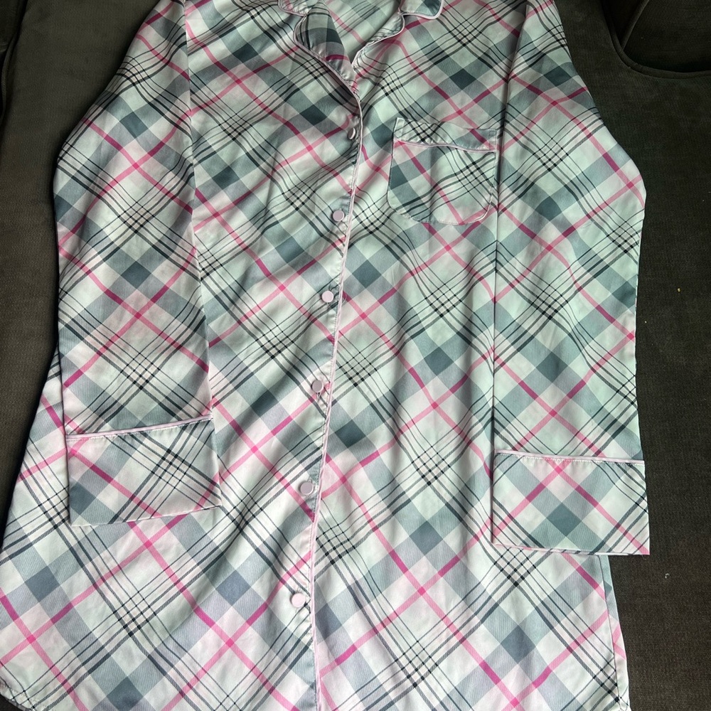 Victoria's Secret Pink and Gray Plaid Blouse